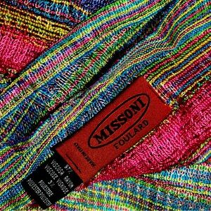 MISSONI Multi Color Metallic Scarf Stole Wrap Pink Blue Green Yellow Purple